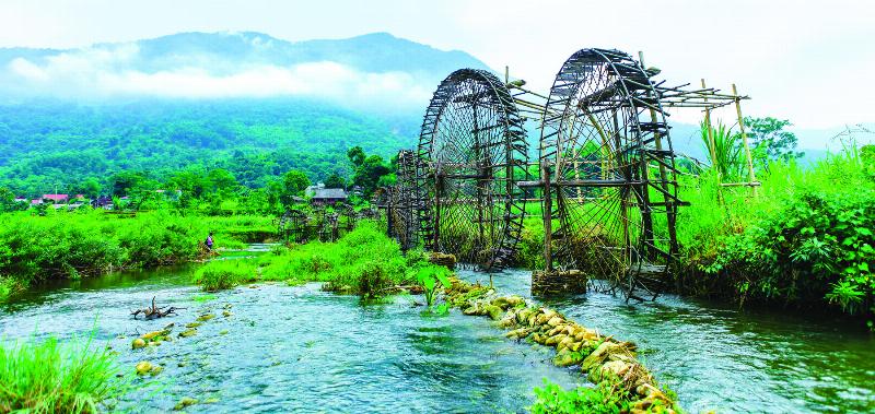 Những khối đá lớn nhỏ xếp chồng lên nhau tạo thành lối đi trong Vườn Đá Hàm Rồng, có cây cối xen kẽ